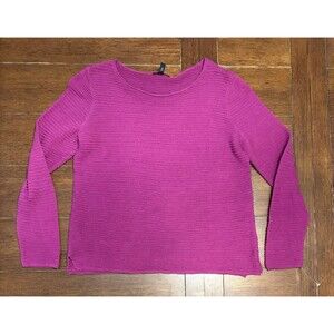 Eileen Fisher XS Ottoman-Rib Sweater Ribbed Organic Linen Cotton Knit Pink NWOT